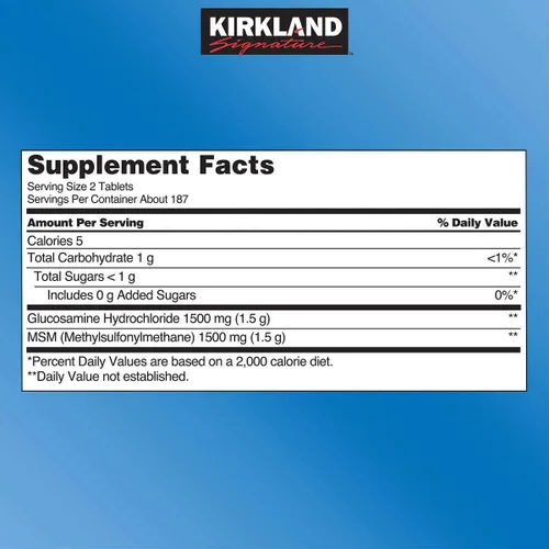 Vista 2 de Kirkland Signature Glucosamina con MSM, 375 Tabletas