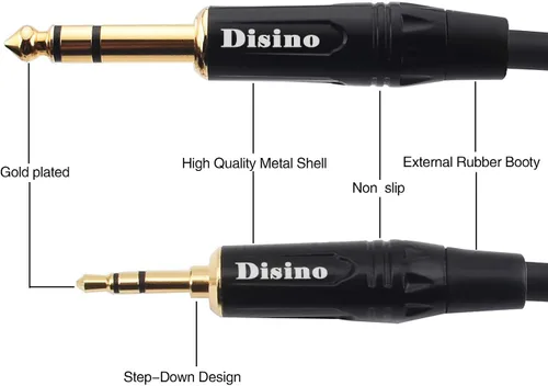 Vista 6 de Cable estéreo TRS de 1/8 de pulgada a doble 1/4 de pulgada TS Mono Y-Splitter Cable 0.138 in Aux Mini Jack Stereo Breakout Cable Cables de ruta - 6