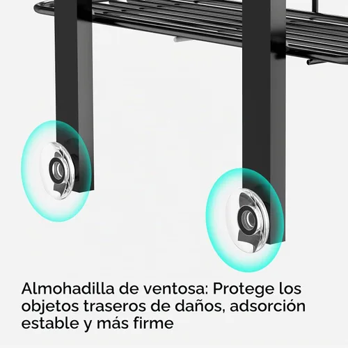 Vista 6 de ODesign Organizador de ducha colgante de 3 niveles, negro Gris pizarra