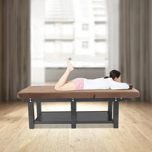 Vista 9 de Cama de masaje ancha, camas faciales de spa, ajuste del respaldo de 0-45°, cama de tratamiento físico para belleza, peluquería, tratamiento