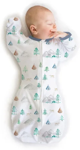 Vista 39 de SwaddleDesigns - Saco de transición para envolver con brazos hasta media Flechas minúsculas negras
