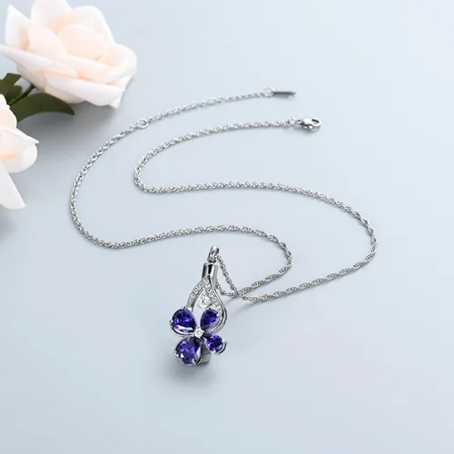 Vista 6 de shajwo Collar de cenizas de urna de cremación en forma de lágrima para mujeres y hombres, colgante de cenizas de cremación de flores, joyería