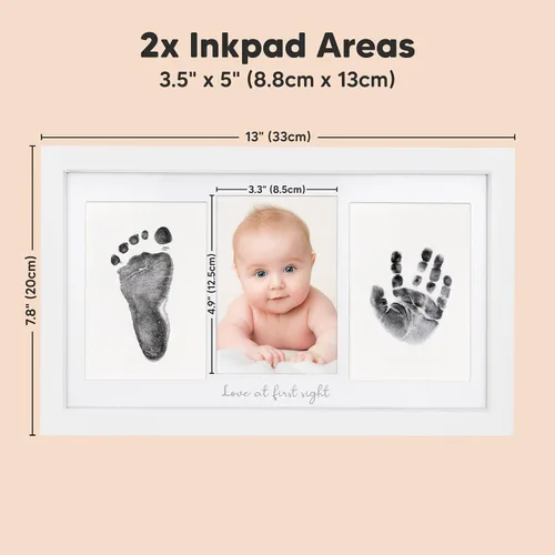 Vista 4 de Kit de manos y huellas sin tinta, recuerdo para niños, niñas, recién nacidos, almohadilla de tinta sin desorden para huellas de manos de bebé, kit