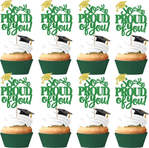 Vista 70 de Paquete de 24 adornos para cupcakes de clase de 2026 con purpurina 2026 para diploma de graduación 2026, selecciones para cupcakes para graduación