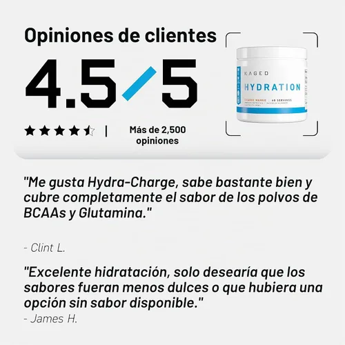 Vista 8 de Kaged Polvo de Hidratación con Electrolitos Hydracharge Manzana Lima Bebida Deportiva para Hombres y Mujeres Pre, Post, Intra Entrenamiento