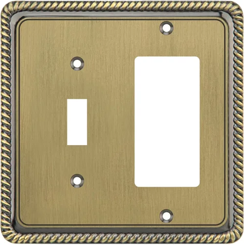 Vista 62 de Henne Bery Rope Edge - Placa decorativa de pared para interruptor (placa lisa, 2 unidades, bronce antiguo)
