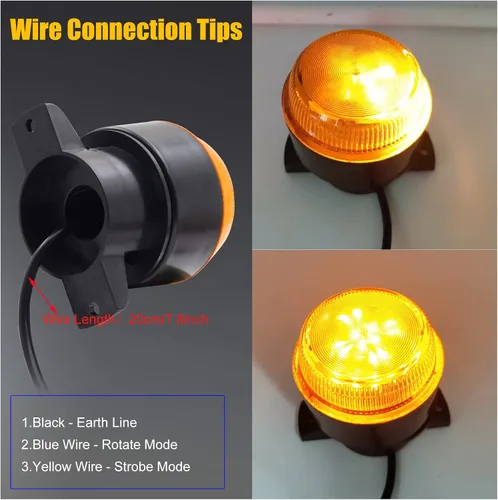 Vista 2 de Biqing Luz de advertencia LED ámbar, luces de carretilla elevadora de 24 V, luces estroboscópicas de emergencia, luces intermitentes de advertencia