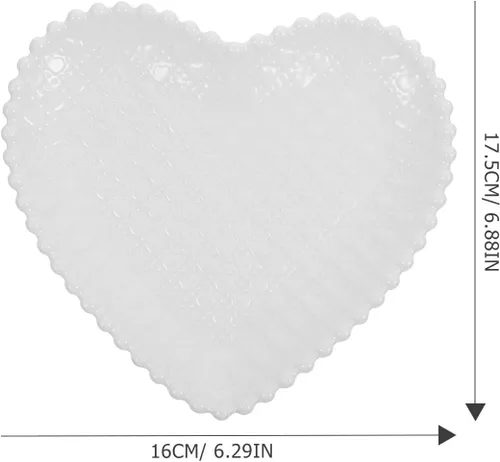 Vista 2 de Hemoton Plato de cerámica en forma de corazón de 7 pulgadas, plato de postre blanco para aperitivos, frutas, ensaladas, microondas y lavavajillas