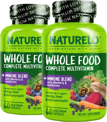 Vista 9 de NATURELO Multivitamínico de Alimentos Integrales + Mezcla Inmunológica con Saúco y Hongos - Multivitamínico Completo con Apoyo Inmunológico Extra