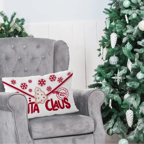 Vista 4 de Fundas de almohada rojas de Navidad - Fundas de almohada de Papá Noel de 12 x 20 pulgadas para decoración del hogar
