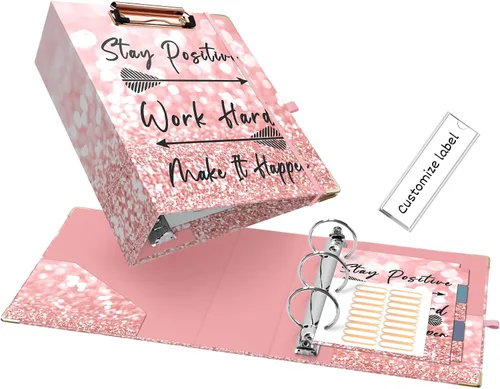 Vista 33 de EYROZILL Mini carpeta de 3 anillas, 5.5" x 8.5", de 1 pulgada con bolsillos, carpeta con portapapeles para estilo de cabello del cliente, estuche