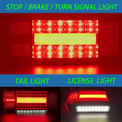 Vista 5 de Luces de remolque de barco, kit de luces LED rectangulares de perfil bajo, sellado rojo, IP68, impermeable, luces traseras de remolque de repuesto
