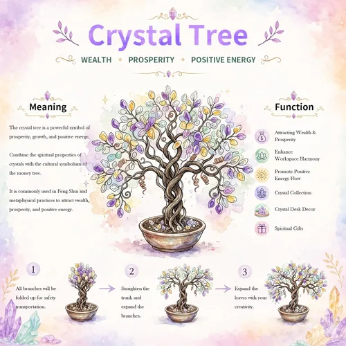 Vista 2 de mookaitedecor Árbol de la vida con cristales curativos de amatista y geoda natural, base de cristales bonsái, para riqueza y suerte, 3.5 a 4.5