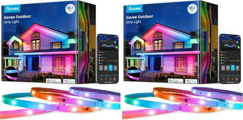 Vista 11 de Govee Tira de luces LED para exteriores, 32.8 pies, luces inteligentes para exteriores que funcionan con Alexa y Google Assistant, control