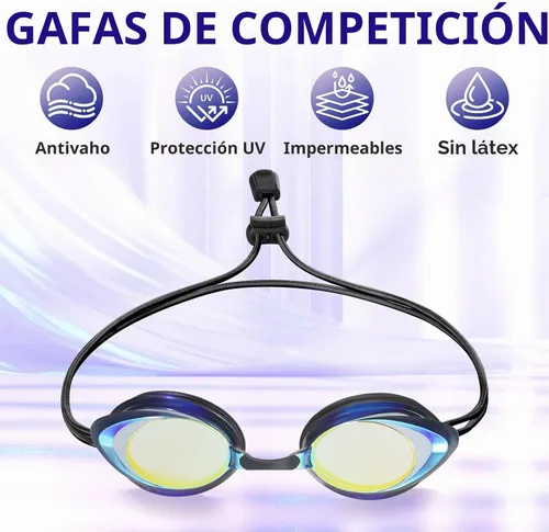 Vista 3 de Racing Swim Goggles for Adult Men Women with Bungee Strap No Leaking