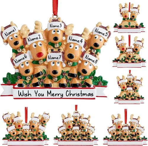 Vista 19 de Amlion Adornos personalizados de cerámica para calcetines de Navidad, familia de 2 a 8, nombres personalizados, estilo tradicional, ocasión