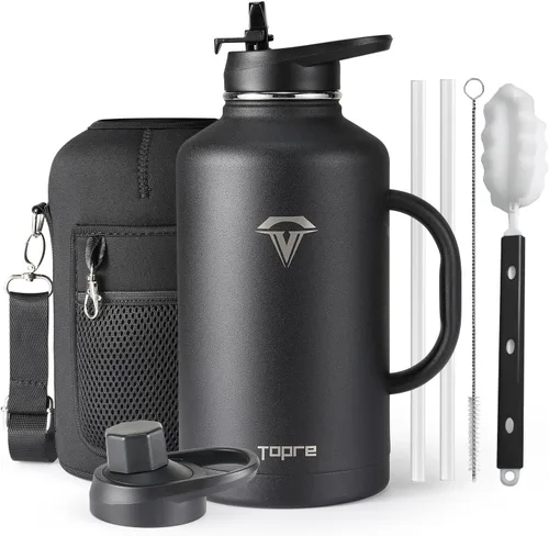 Vista 16 de Topre Botella de agua aislada de 32 onzas, botella de agua al vacío de acero inoxidable, sin BPA y a prueba de fugas - con asa de paracord, correa