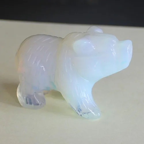 Vista 12 de Figura de oso de cristal tallada a mano de 2 '' talla de animal (ágata de encaje loco 2)
