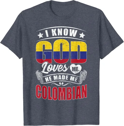Vista 26 de Camiseta Colombia Flag God Loves Me Funny Colombians, Negro