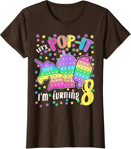 Vista 15 de Let's Pop-it I'm turning 8 Colorful 8th Birthday - Camiseta para niña, Negro