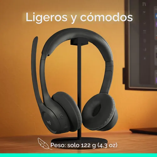 Vista 9 de Logitech Zone 301 - Auriculares inalámbricos Bluetooth con micrófono de cancelación de ruido, compatibles con Windows, Mac, Chrome, Linux, iOS