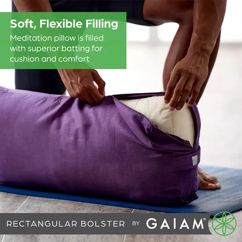 Vista 2 de Almohada Gaiam redonda para yoga, cojín suave para meditación, masaje y soporte de espalda, relleno de algodón transpirable, funda de microfibra