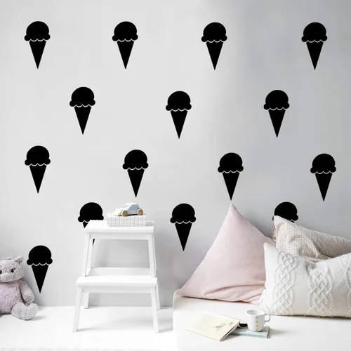 Vista 2 de Juego de 15 calcomanías de vinilo para pared, conos de helado, 6.3 x 3 pulgadas cada uno, diversión para el hogar, dormitorio, sala de estar