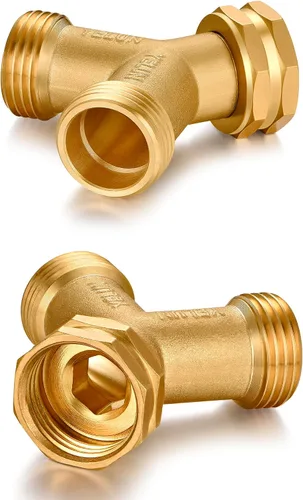 Vista 7 de Divisor de manguera de jardín, conector de 2 vías de latón resistente, grifo de jardín, divisor para grifo al aire libre, divisor de manguera