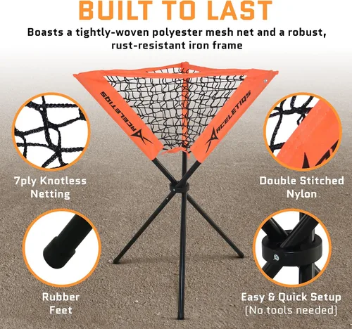 Vista 3 de ACELETIQS Baseball Softball Portable Batting Practice Ball Caddy, Use During Training and Drills, Save Your Back No More Bending, Holds up to 60