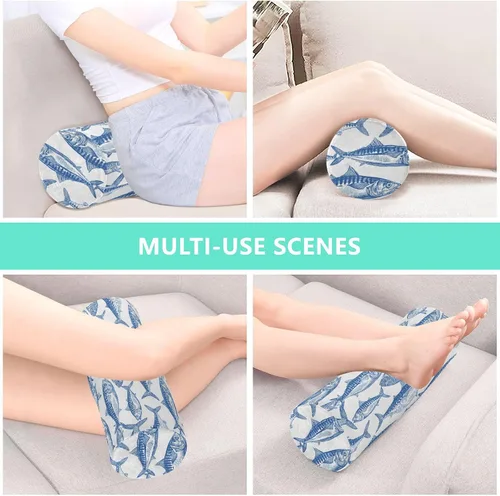 Vista 7 de Gredecor Neck Roll Pillow for Sleep, Blue Fish on White (2) Cervical Memory Foam Pillows Cylinder Bolster Pillow, Pain Relief Neck Pillows