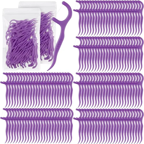Vista 9 de Baderke 600 púas de hilo dental a granel para adultos, palillos de dientes no rompibles, hilo dental, limpieza dental para viajes familiares (negro)