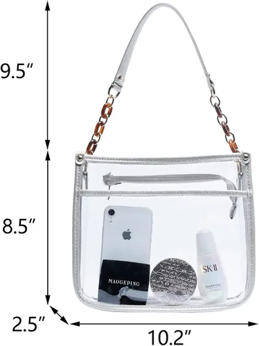 Vista 7 de KKXIU Bolso cruzado transparente de moda para mujeres y adolescentes y niñas, aprobado por el estadio, bolsa de concierto de piel sintética