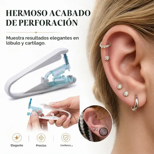 Vista 7 de Kit de perforación de oreja, 8 piezas desechables de 0.157 pulgadas (0.157 in) con aretes de oreja y 1 herramienta de perforación para pistola