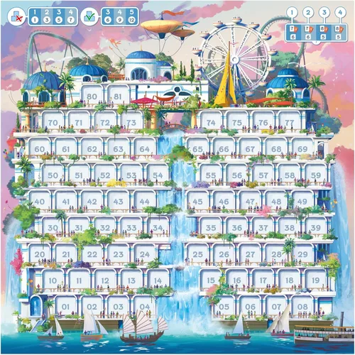 Vista 5 de Juego de mesa Waterfall Park: ¡construye el mejor parque de atracciones! Juego de estrategia, divertido juego familiar para niños y adultos, a