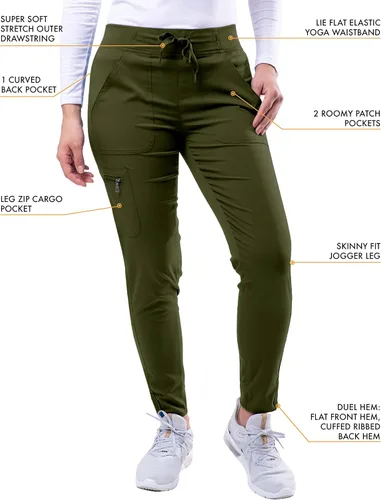 Vista 4 de Adar Pro - Conjunto de ropa quirúrgica con mejora de movimiento para mujer, blusa médica con cuello en V y pantalón médico deportivo y para yoga
