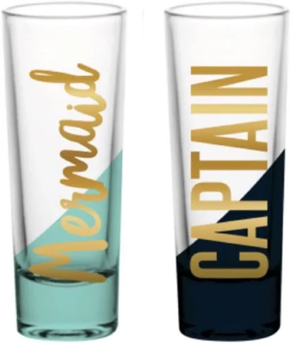 Vista 8 de Slant Collections Creative Brands - Juego de 2 vasos de chupito, 2 onzas, jefe/novio