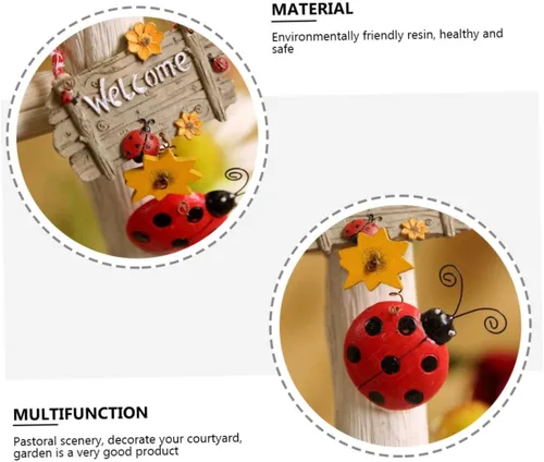 Vista 8 de Seven Star Ladybug - Letrero colgante de resina para puerta con cuerda, placa decorativa de bienvenida para puerta delantera, interior, hogar