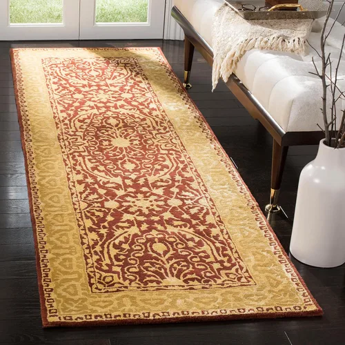Vista 21 de SAFAVIEH Silk Road Collection SKR213G - Alfombra decorativa de lana tradicional hecha a mano, 2 x 3 pies, color granate y marfil