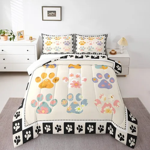 Vista 11 de Lindo juego de edredón de elefante, tamaño individual, juego de ropa de cama de dibujos animados Kawaii con flores de animales para niños y hombres