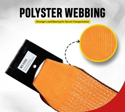 Vista 4 de Correas de cabrestante Mytee Products de 4" x 30' - Correa de amarre resistente a la abrasión naranja para carga con gancho plano WLL# 6670 lbs