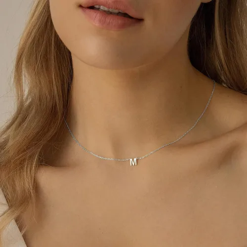 Vista 45 de Collares con iniciales para mujer, delicado collar de letra plateada con nombre personalizado con monograma, collar simple y lindo con inicial