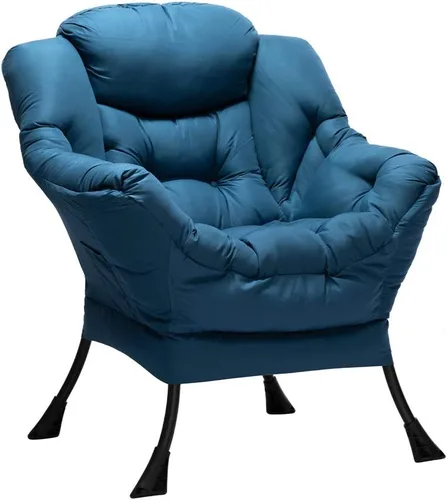 Vista 30 de HollyHOME Silla perezosa con otomana plegable, sillón cómodo y reposapiés plegable, sofá de ocio silla de lectura y reposapiés para sala de estar