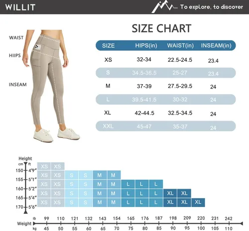 Vista 6 de Willit Leggings con forro polar para mujer, cintura alta, pantalones térmicos para yoga, correr, con bolsillos