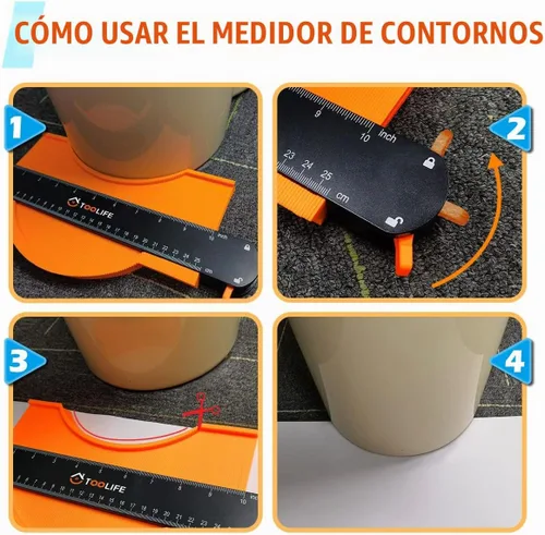 Vista 2 de TOOLIFE Medidor de contorno, regalos de Navidad para hombres, papá, marido, herramientas de carpintería para pisos, carpintería, rellenos
