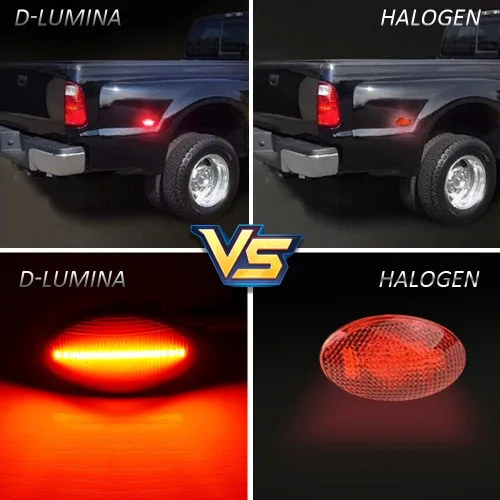 Vista 9 de D-Lumina Conjunto de Luces Marcadoras Laterales LED Ámbar y Rojo para Fo-rd F350 F450 F550 Super Duty 1999-2010 Guardabarros de Cama Dually, Lámpara