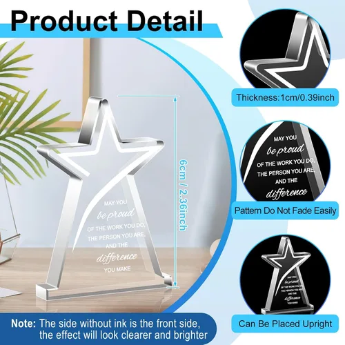 Vista 2 de Huquary Premios de agradecimiento a los empleados para el compañero de trabajo del mes Trofeo Acrílico Regalo de agradecimiento a granel Be Proud of