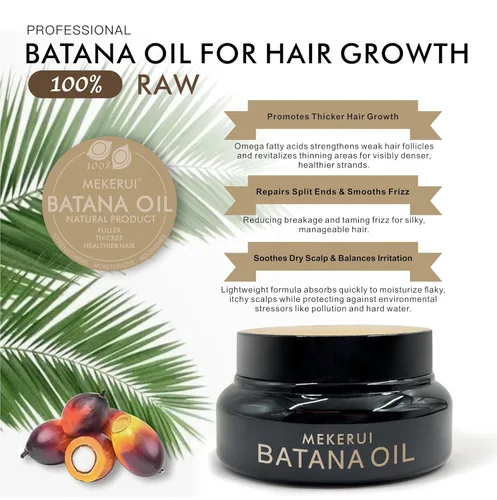 Vista 3 de MEKERUI Aceite de batana para el crecimiento del cabello 100% puro, método tradicional prensado en frío de Honduras Tratamiento del cuero
