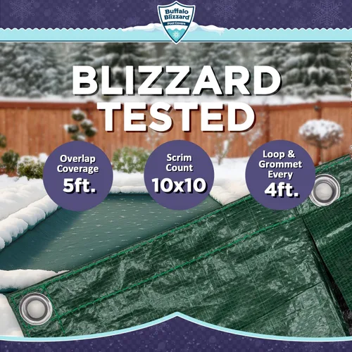 Vista 15 de Buffalo Blizzard Supreme Plus - Cubierta rectangular para piscina de invierno de 12 pies x 20 pies, color tostado/plateado, resistente para piscinas