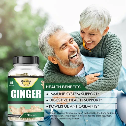 Vista 4 de Cápsulas de raíz de jengibre hechas con polvo de raíz de jengibre orgánico de 2500 mg por porción, 120 cápsulas vegetales 40 porciones