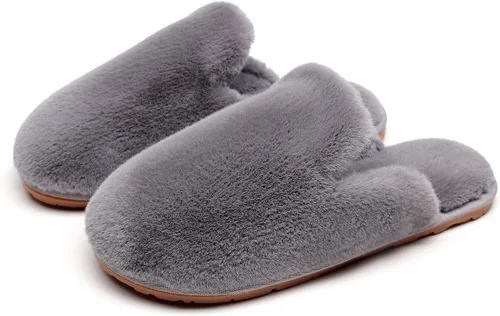 Vista 3 de Pantuflas de espuma viscoelástica para mujer, peludas, peludas, para exteriores, interiores, cálidas, acogedoras, suaves, planas, cómodas